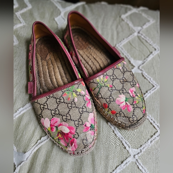 FLASH SALE❗️Gucci GG Bloom Floral Print Logo Monogram Canvas Espadrilles Slip … - Picture 6 of 16